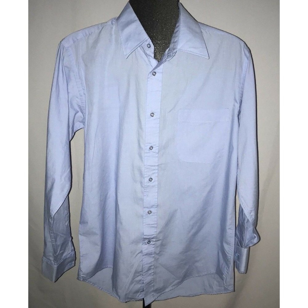 Versa Button Up Dress Shirt Mens Size Medium 15 1/2 34/35 Light Blue Long Sleeve